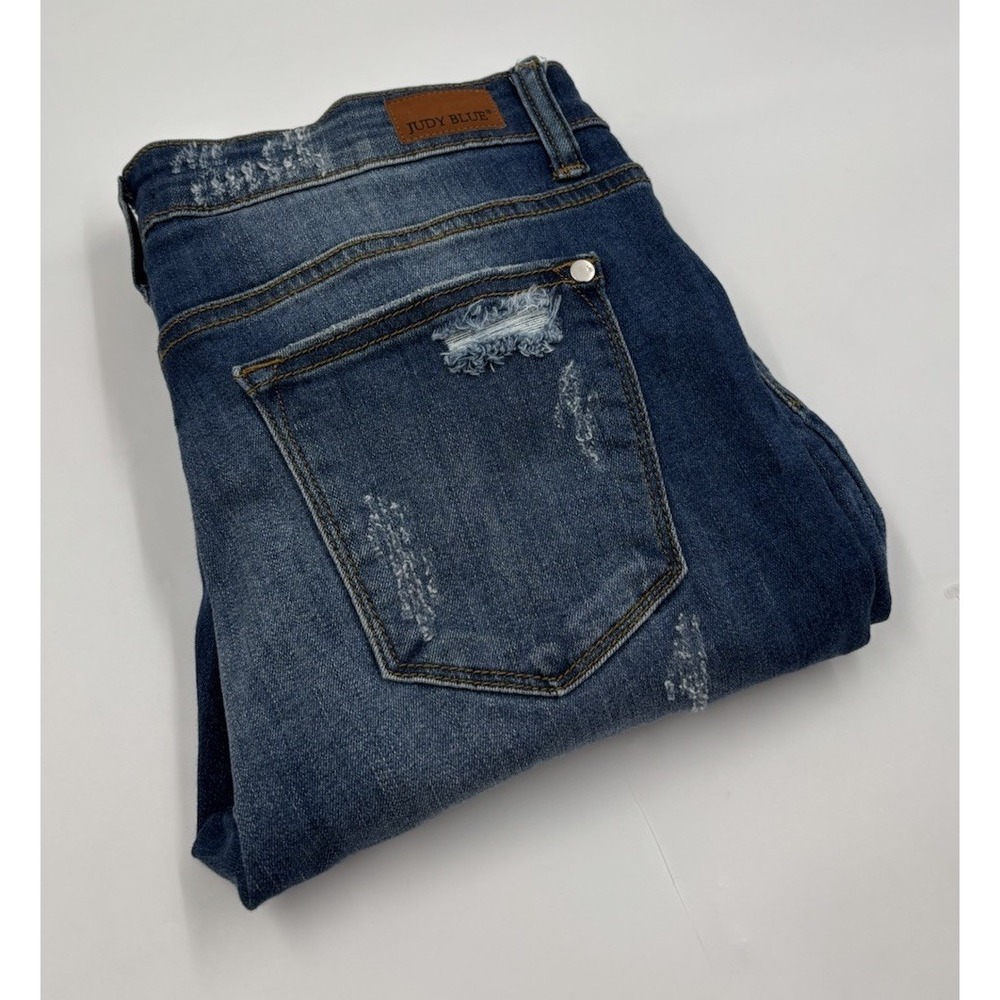 Judy Blue Women's 11/30 Skinny Fit Leopard Patched Blue Denim Jeans